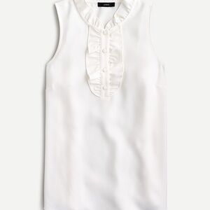 J.Crew White Sleeveless Ruffle Blouse